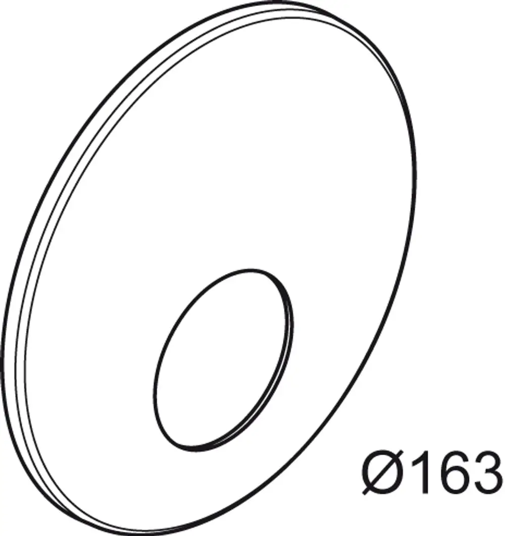 Runde Rosette mit zentralem Loch, verwendet in Brausesystemen. Produkt von Ideal Standard, geeignet für Wandmontage.